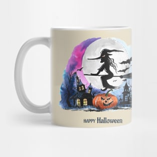 Happy Halloween Flying Witch Mug